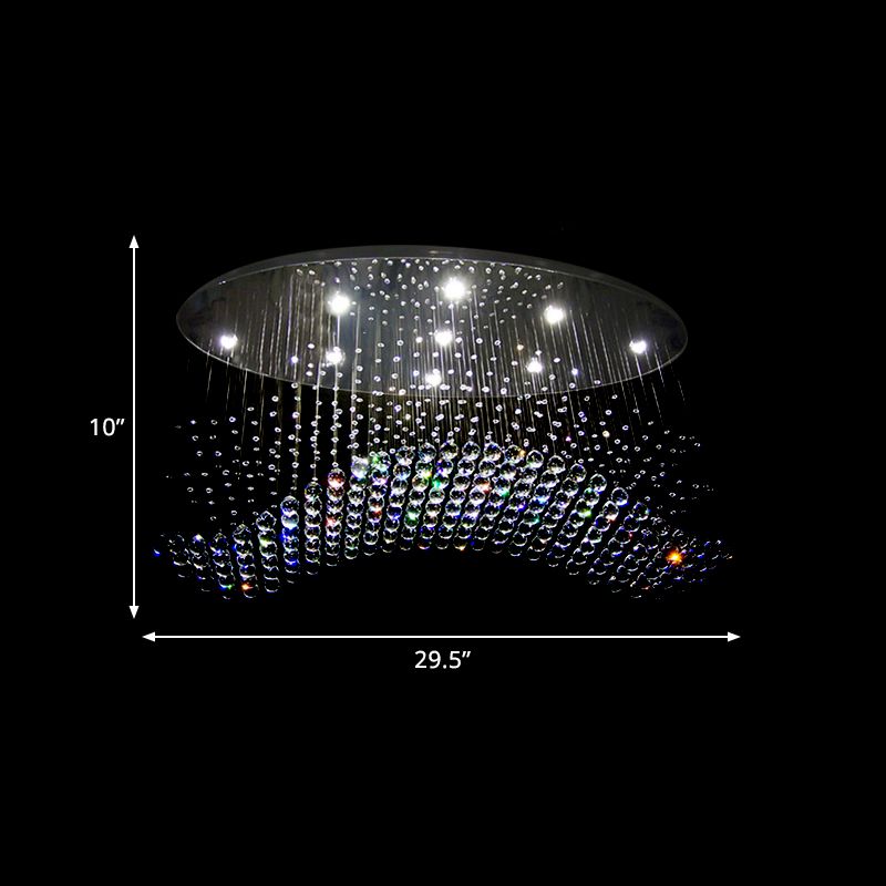 LED-Kristallkugel-Deckenleuchte, moderne Chrom-Kaskaden-Schlafzimmer-Unterputzleuchte
