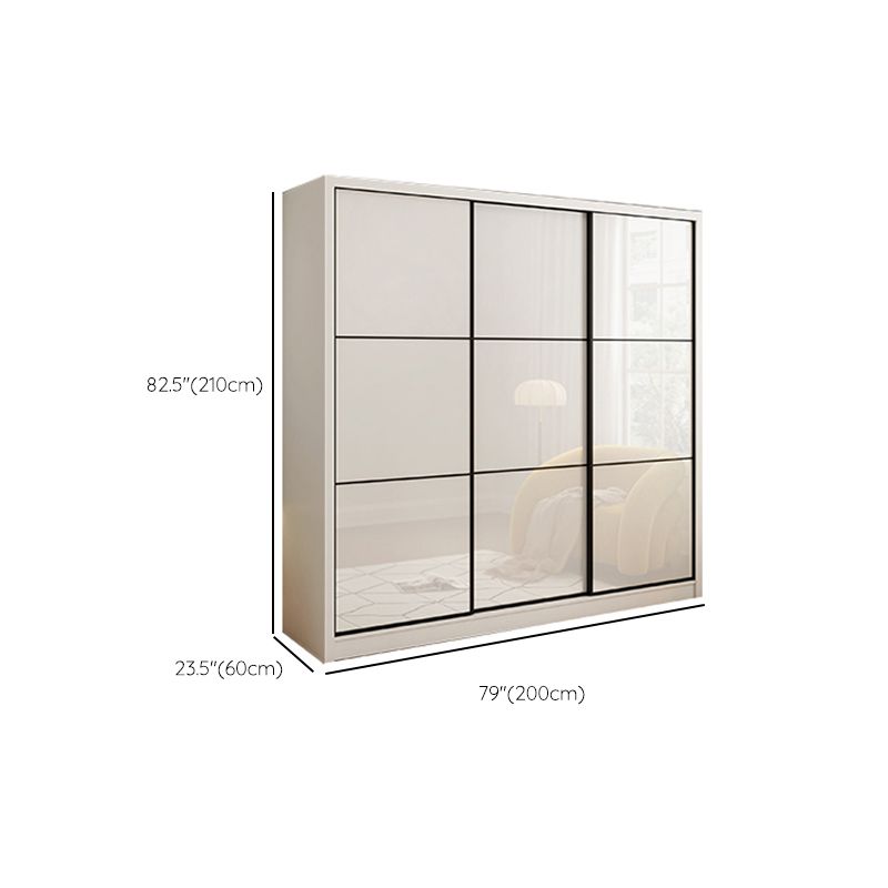 Sliding Wardrobe Closet with Shelves White Wooden Wardrobe Armoire