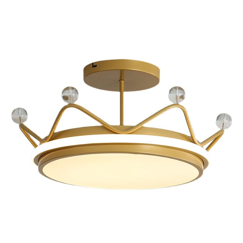 Crown Shape LED Ceiling Lamp Kids Style Iron 2 Lights Flush Mount for Bedroom