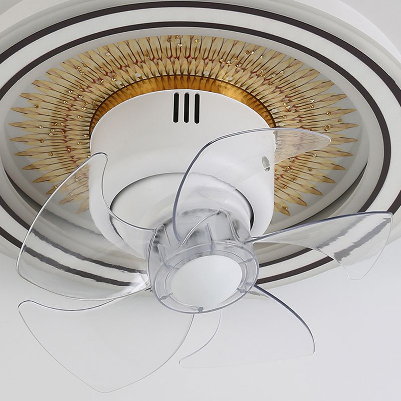 Nordic Round Fan Lamp Metal Bedroom LED Semi Flush Light with Swirlable Head