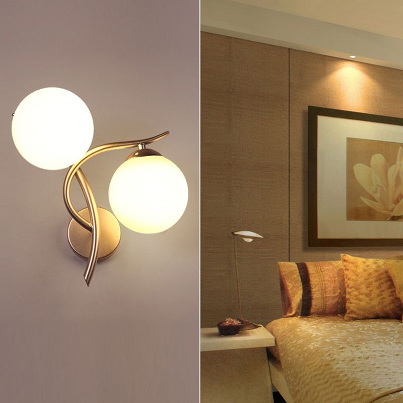 Modern Round Wall Mount Lighting Milky Glass Wall Mounted Lighting for Bedroom