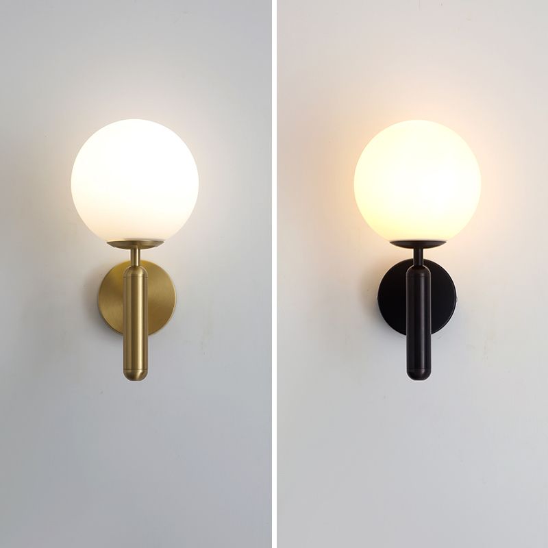 Metal Modern Wall Sconce Ball Shape Vanity Lamp with Glass Shade for Bathroom