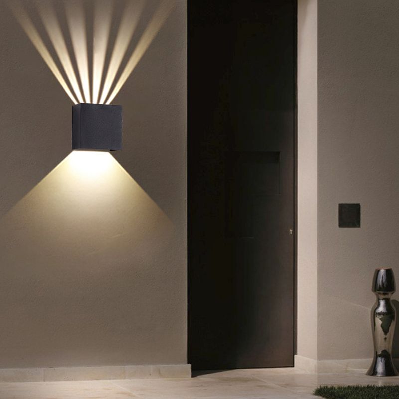 Iluminación de pared de sombra cuadrada lámpara de apliques de metal de estilo moderno 2 luces en negro con ángulo ajustable