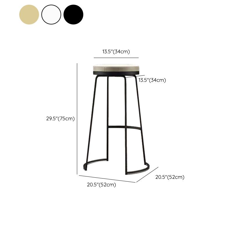 Modern Backrest Armless Counter Stool Metal Bar High Stool with Leather Cushion