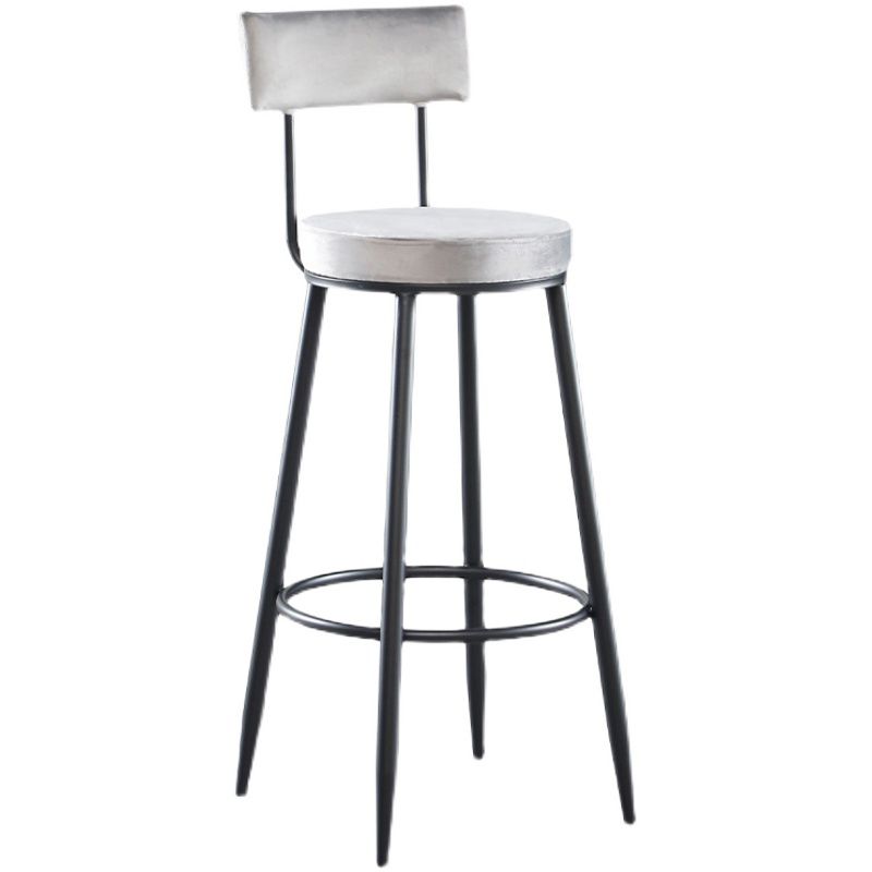 Industrial Metal Footrest Bar Chair Round Upholstered Bar Stool