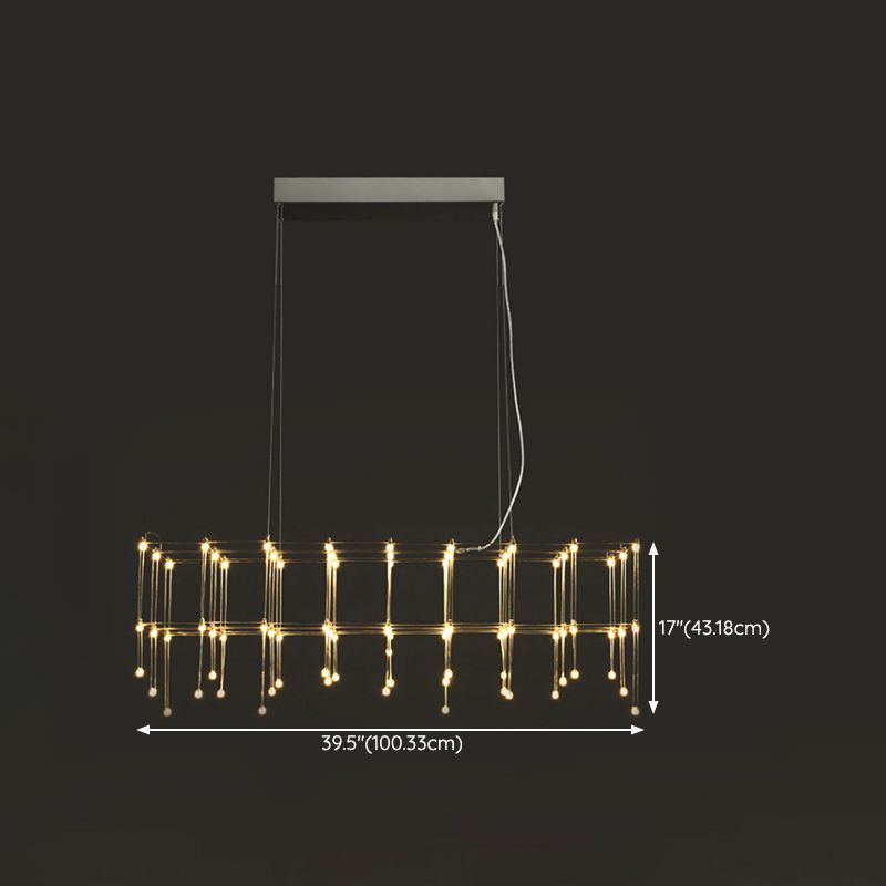 Nordic Style LED Hanging Lamp Rectangle Shape Island Light Fixture for Living Room