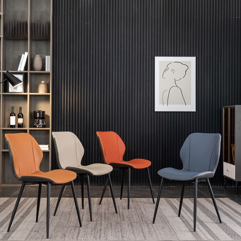 Contemporary Upholstered Dining Chairs Wingback Side Chair with Metal Legs