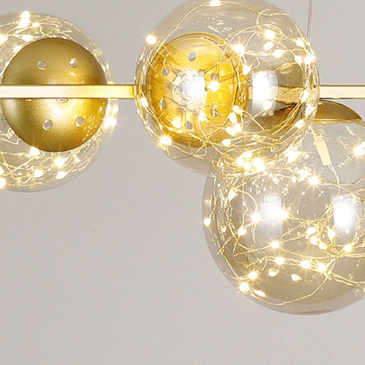 Sphere Island Lighttures Modern Glass Island Chandelier en Gold Finish