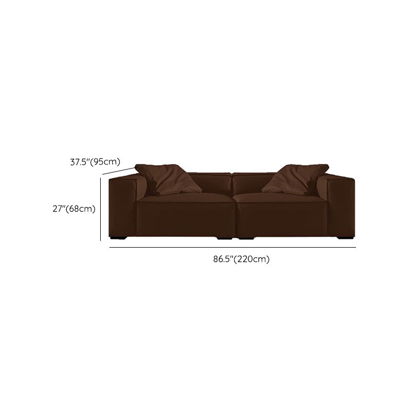 Modern Sectional Set, Genuine Leather Square Arm Sectional sofa, Brown