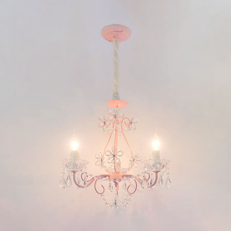 Candel Bedroom Candelier CRISTAL K9 CRISTAL 3/5 Cabezon Pink Hanging Lightsing