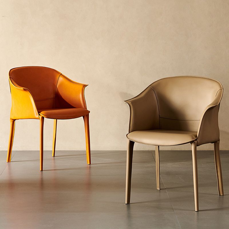Contemporary Style Arm Chair Leather Dining Chair for Home Use