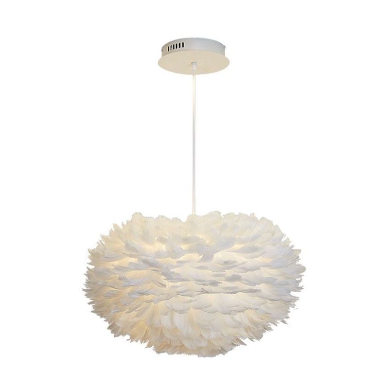 Multi-Kopf-Kronleuchterleuchten moderner Kronleuchter-Anhängerlampe mit weißem Federschatten