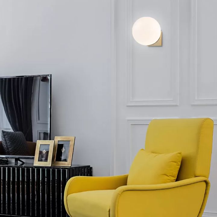Glass Spherical Wall Lighting Fixture Simplicity Style Sconce Light Fixture in White