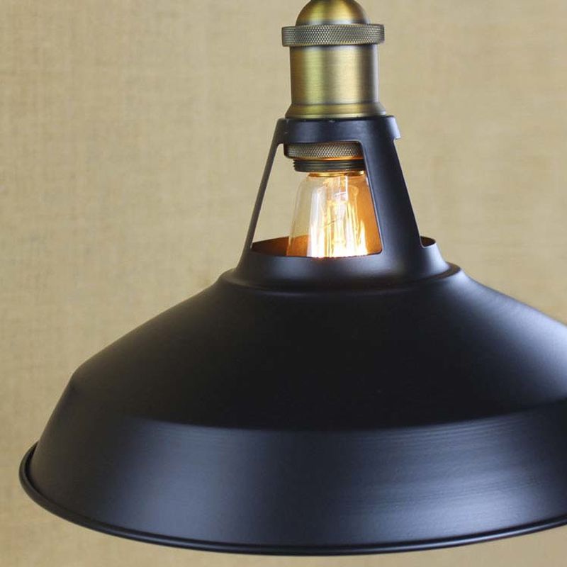 Black/Rust Barn Shade Wall Sconce Industrial Metallic 1 Light Study Room Wall Mount Light with Swing Arm