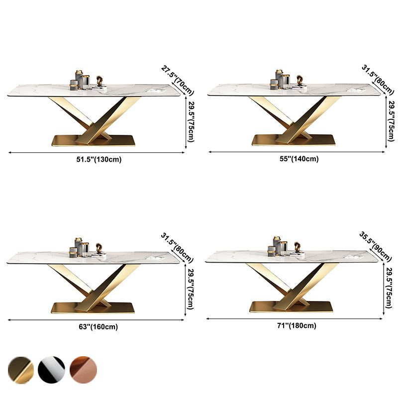 Table de luxe traditionnelle Rectangle Piedestal Casual Dining Table pour la maison
