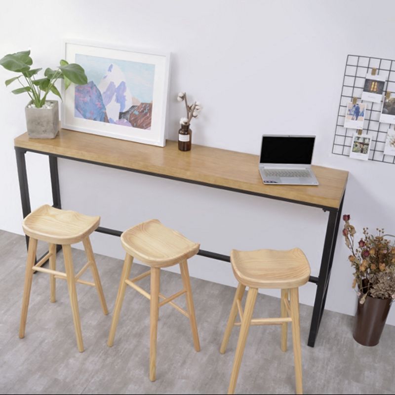 Industrial Solid Wood Counter Stool Armless Bar Stool with Footrest