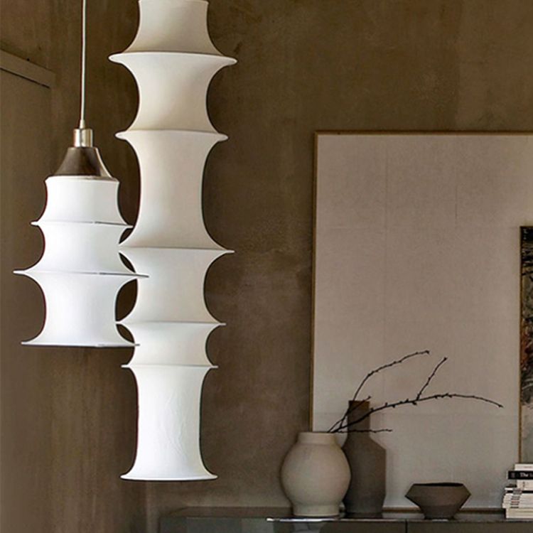 Hedendaagse witte zijden hanglamp LICHT BEWERK 1 Licht geometrisch hangend plafondlicht