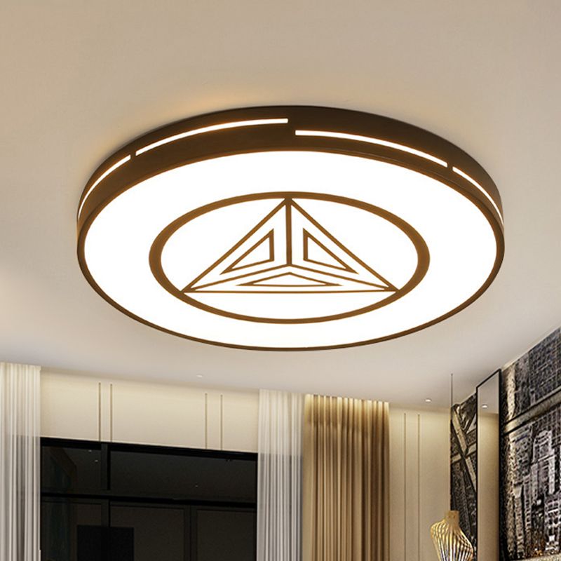 Plafonnier rond en acrylique avec Triangle, éclairage moderne chaud/blanc, luminaire décoratif de plafond, idéal pour une chambre à coucher ou une cuisine, en noir et blanc