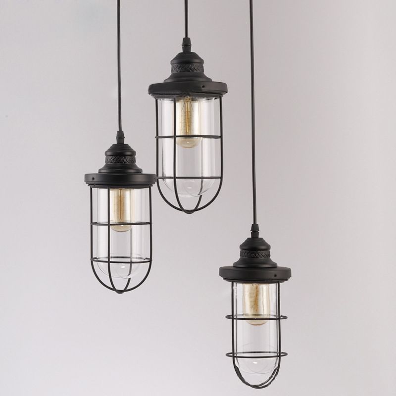 3 Luces de techo colgantes de la jaula de luz Alimento de metal de estilo industrial Fixes para restaurante