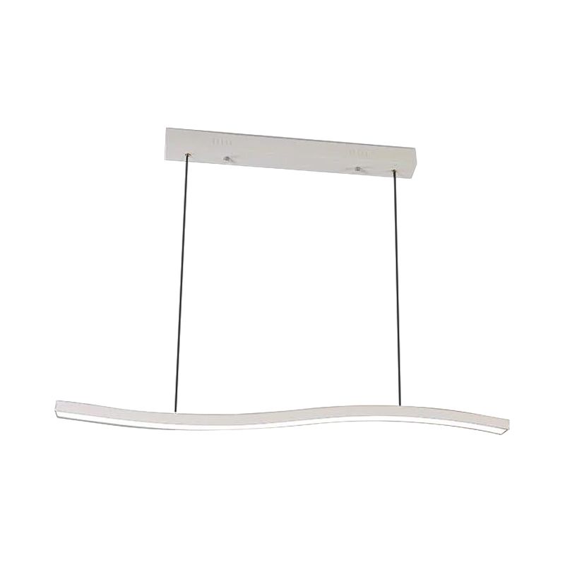 Acrylic Wave Chandelier Lighting Modernist Led White Hanging Pendant Lamp for Bedroom in White/Warm Light