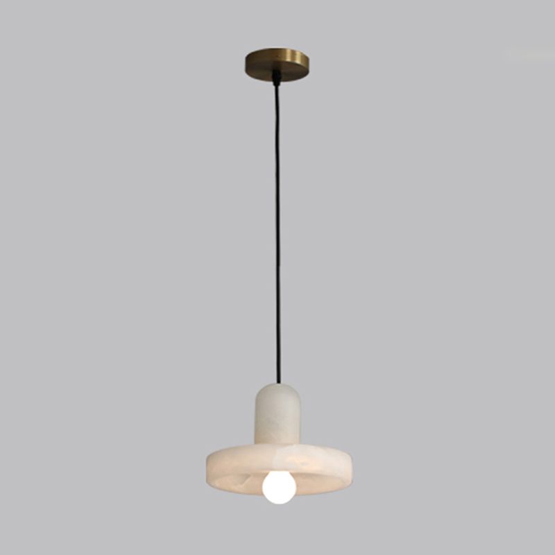 Lámpara de techo colgante de mica nórdica de suspensión en forma de sombrero blanco para comedor para comedor