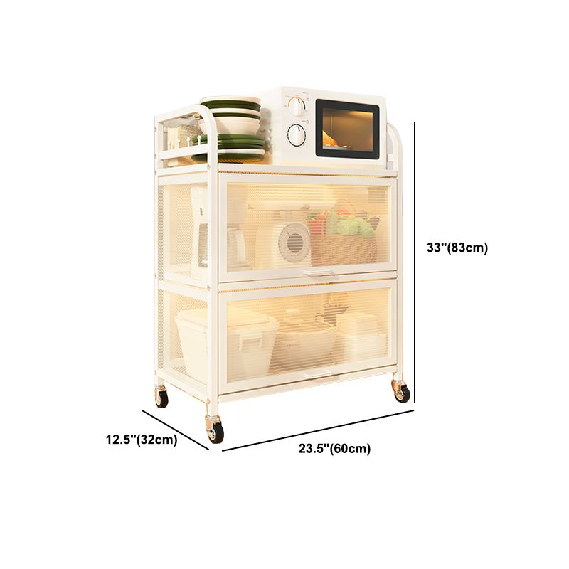 White Metal Buffet Server Contemporary Dining Server for Dining Room