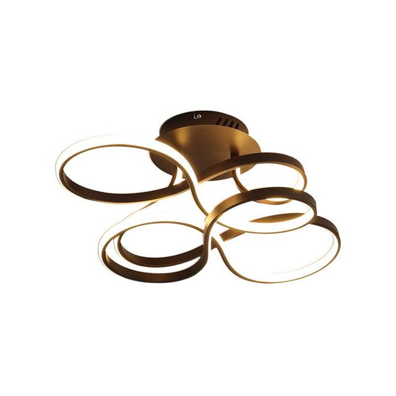 Acryl gedraaid semi-inbouwarmatuur eigentijds zwart/goud/wit LED-plafondgemonteerd licht, wit licht