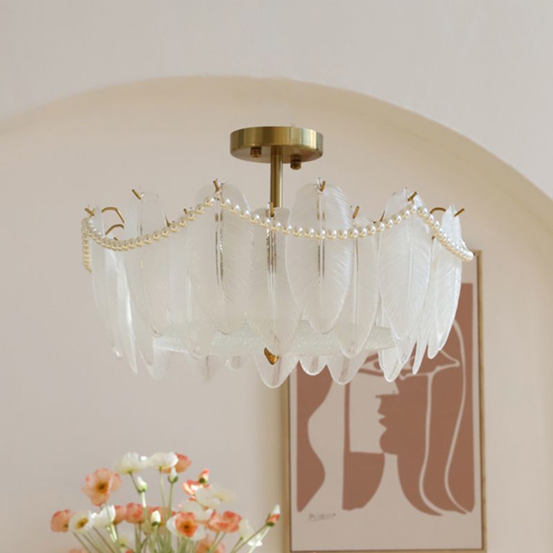 Faire de plumes lampe de plafond support de fer moderne monte à chasse à lampe à lampe en verre pour balcon