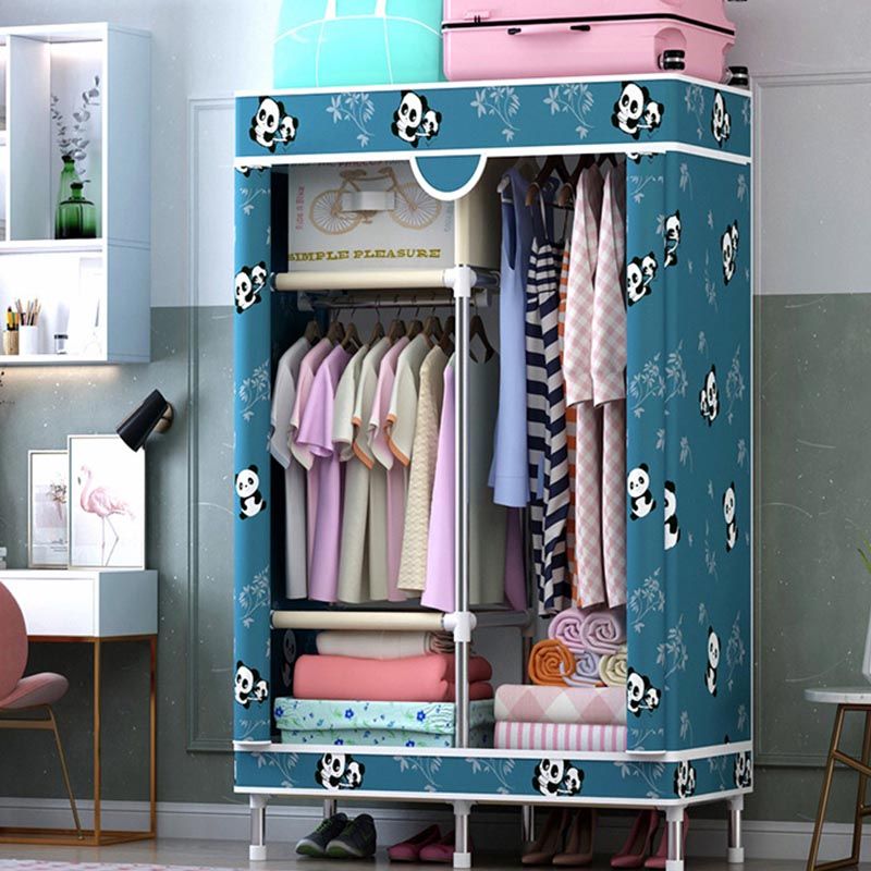 Matte Finish Wardrobe for Home Contemporary Storage Cabinet with Metal Legs