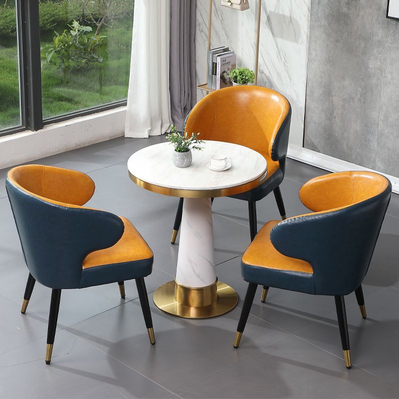 Round 1/3/4 Pieces Dining Set Glam Style Faux Marble Dining Set for Home Use