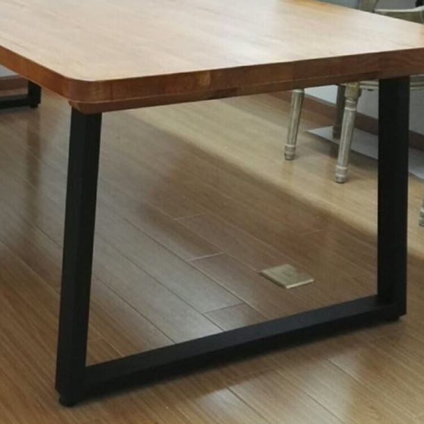 Rectangle Sled Base Industrial Table Wood Color Fixed Table of Solid Wood