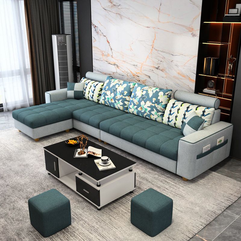 Scandinavian 4-seater Sectional with Storage and Square Arms