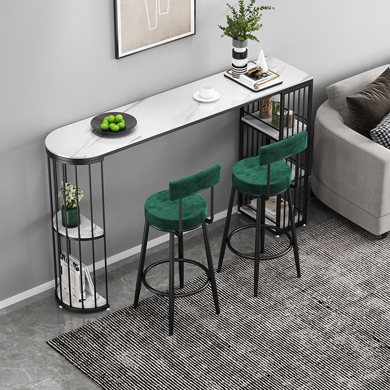 Modern Bar Dining Table Indoor Bar Height Pub Table Iron Base with Shelves