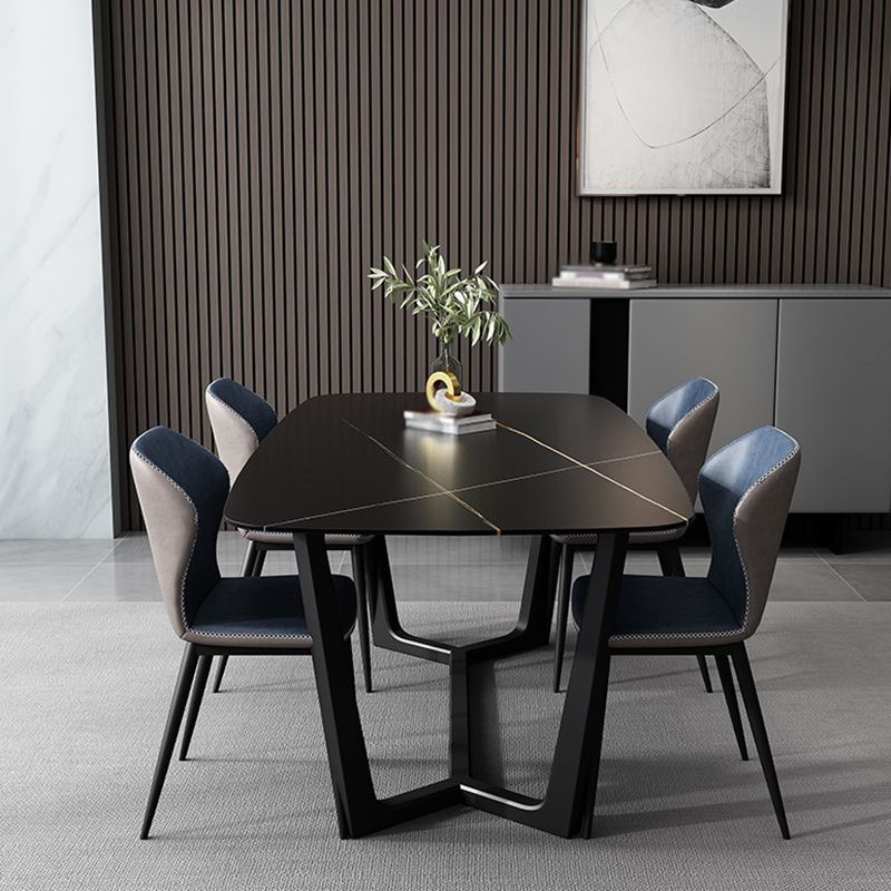 Contemporary 1/5/7 Pieces Dining Set Black Sintered Stone Dining Furniture
