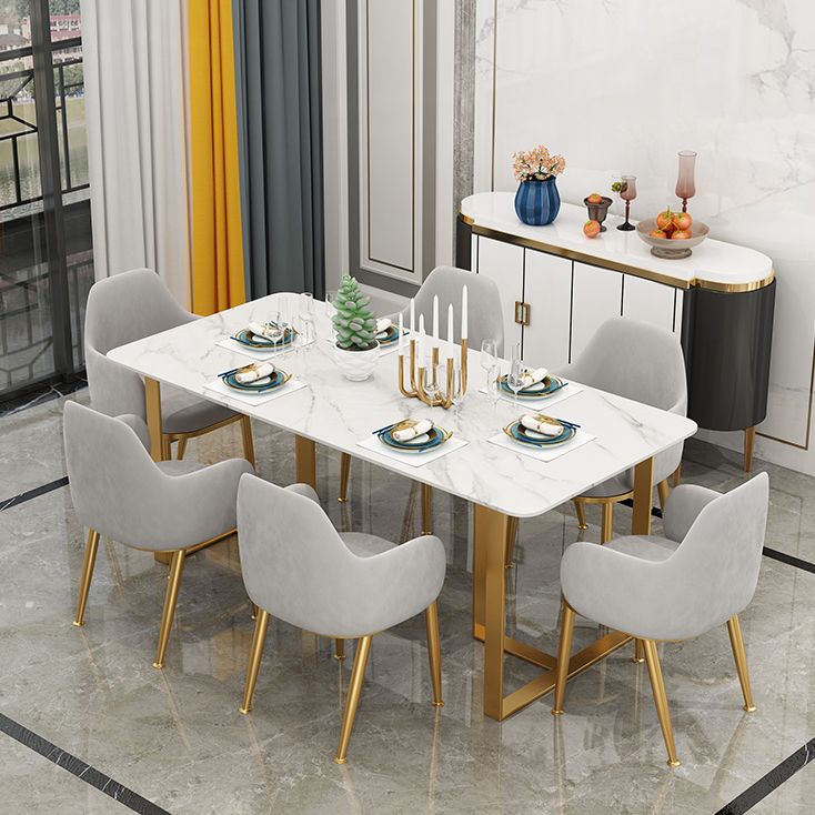 Iron and Slate Table Glam Style Home Living Room Rectangular Dining Table