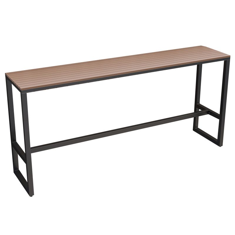 Rectangle Brown Top Bar Table Trestle Base Dining Table for Coffee Room
