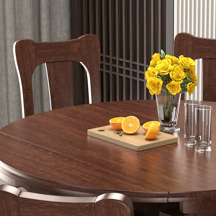 Table ronde en bois en bois en noyer extensible avec 4 jambes pour le restaurant