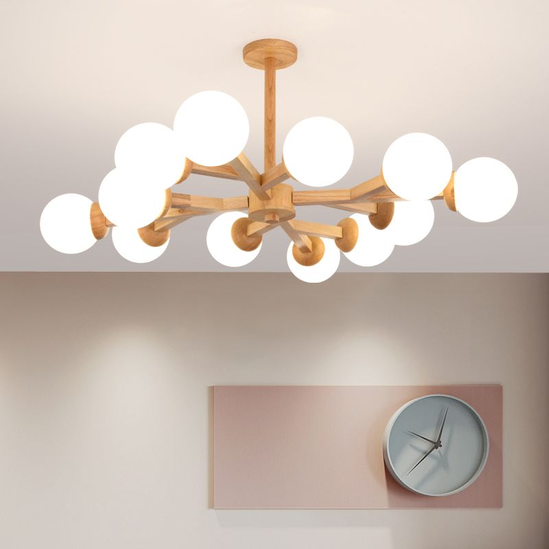 Globe Chandelier Light Fixtures Modern Multi-Head Hanging Pendant Lamps with White Glass Shade