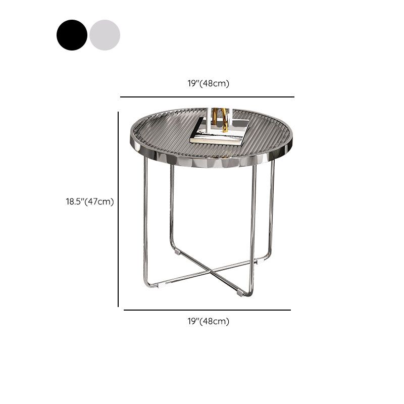 Round Cross Legs Coffee Table Stainless Steel Cocktail Table