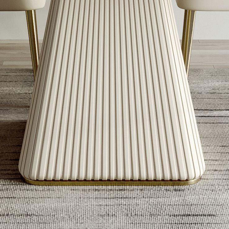 Traditional Luxury Dining Table White Rectangle Sintered Stone Table with Pedestal Base
