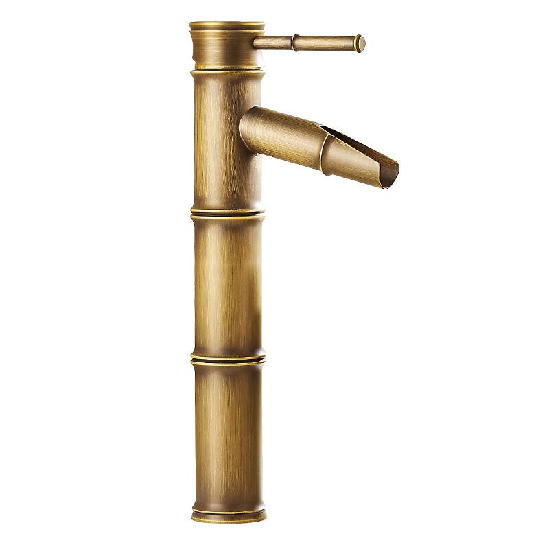 Farmhouse Vessel Faucet Brass Lever Handles Waterfall Spout Lavatory Faucet