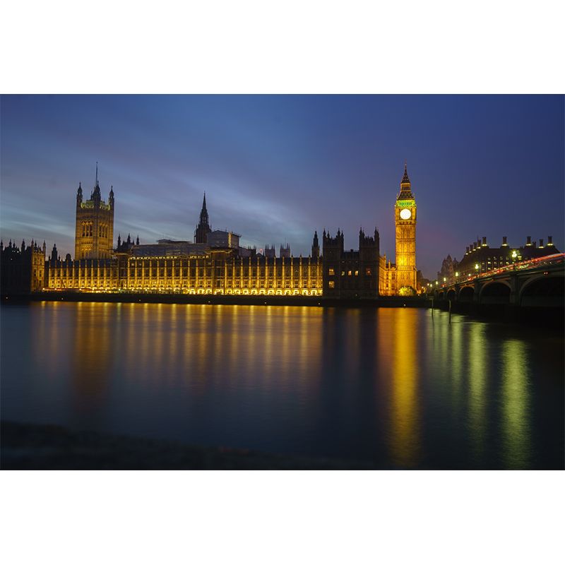 Night View of British Cities Mural Wallpaper Meeting Room Decoration, Water-Resistant