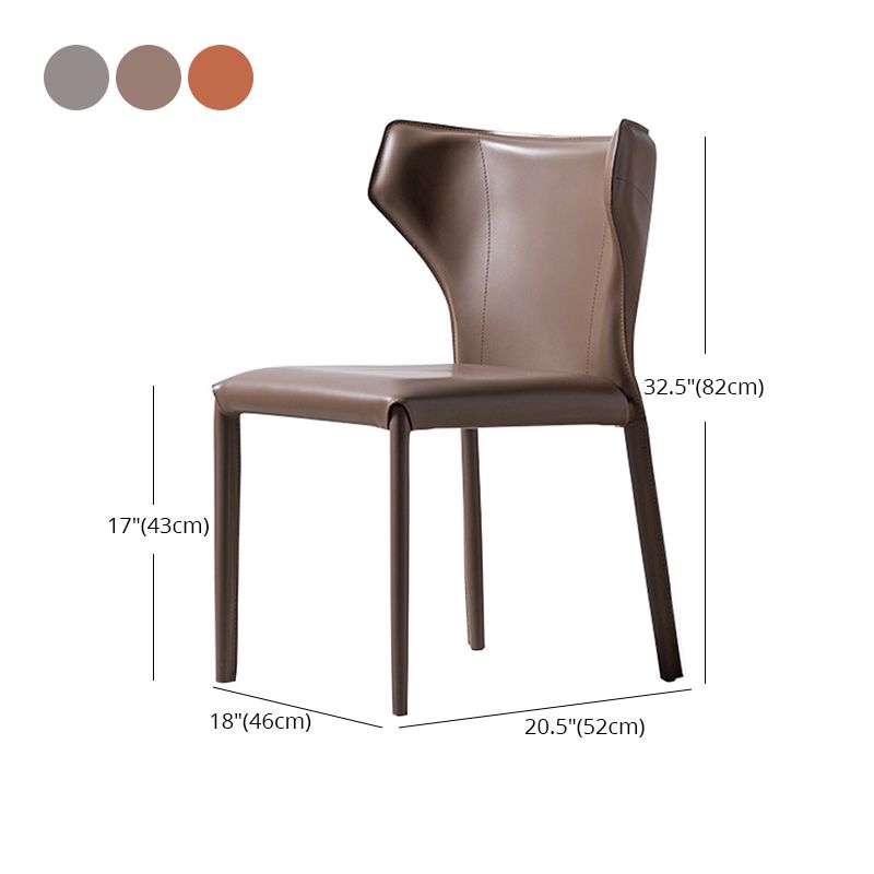 Modern Leather Armless Dining Chair Wingback Side Chair for Restaurant Use