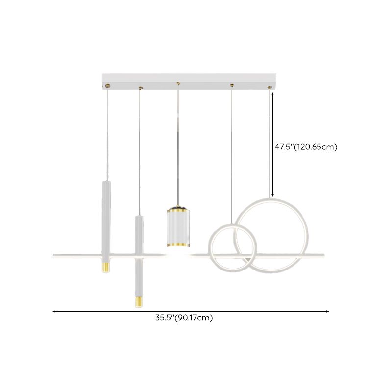 Modern Metal Ceiling Light Circle Shape Island Light with Acrylic Shade for Living Room