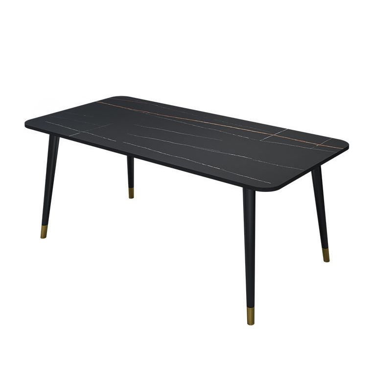 Glam Stone Rectangle Dining Table Matte Finish Home Table with 4 Legs