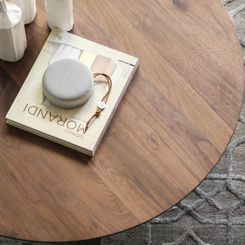 Cross Legs Coffee Table Brone Solid Wood Round Coffee Tables