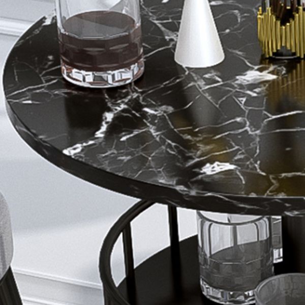 1/2/3 Pieces Industrial Iron Bar Table Set Round Bistro Set with Faux Marble Top