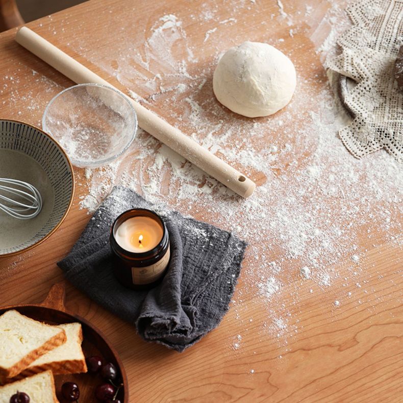 Tavolo da pranzo a rettangolo in legno massiccio moderno tavolo da cucina contemporanea con base di cavalletto