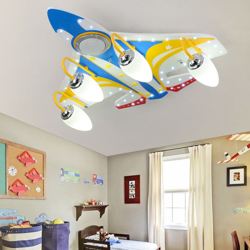 Lámpara empotrada LED creativa de madera para techo de avión de combate para sala de juegos