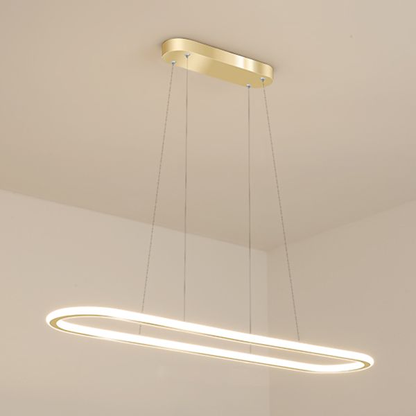 Oval LED Island Light White Acrylic Shade Hanging Lamp for Dinning Room